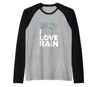 Me Encanta el Arte de Rain Cloud Raindrop Camiseta Manga Raglan