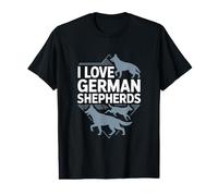Me Encanta el Arte de Siluetas de pastores alemanes Camiseta gráfica económica
