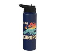 Me encanta el arte retro del horizonte histórico de Europa Stainless Steel Insulated Water Bottle