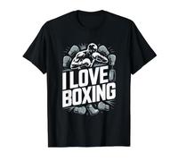 Me Encanta el Boxeador Entusiasta de Boxeo Camiseta gráfica económica, Hombre, Negro, L