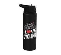 Me encanta el ciclismo entusiasta Heartbeat Ride Stainless Steel Insulated Water Bottle
