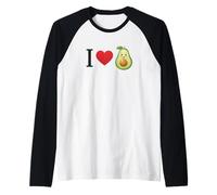Me Encanta el corazón de Aguacate, Lindo Personaje, Divertido Estilo de Salud Camiseta Manga Raglan
