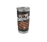 Me encanta el corazón de chocolate, los granos de cacao, dulces Vaso térmico de acero inoxidable de doble pared