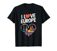 Me Encanta el corazón de los Lugares emblemáticos de Europa Camiseta gráfica económica