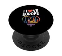 Me encanta el corazón de los lugares emblemáticos de Europa PopSockets PopGrip Adhesivo
