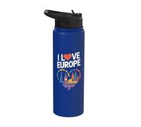 Me encanta el corazón de los lugares emblemáticos de Europa Stainless Steel Insulated Water Bottle