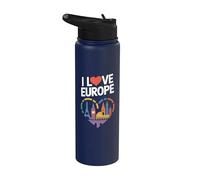 Me encanta el corazón de los lugares emblemáticos de Europa Stainless Steel Insulated Water Bottle
