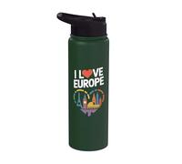 Me encanta el corazón de los lugares emblemáticos de Europa Stainless Steel Insulated Water Bottle