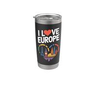 Me encanta el corazón de los lugares emblemáticos de Europa Vaso térmico de acero inoxidable de doble pared