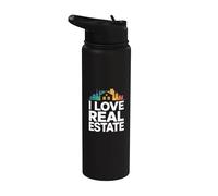 Me encanta el diseño del horizonte urbano de bienes raíces Stainless Steel Insulated Water Bottle