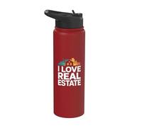 Me encanta el diseño del horizonte urbano de bienes raíces Stainless Steel Insulated Water Bottle