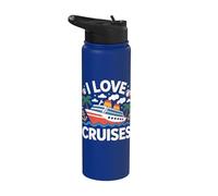Me encanta el diseño divertido de los viajes oceánicos de I Love Cruises Stainless Steel Insulated Water Bottle