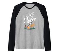 Me encanta el diseño entusiasta del hockey sobre césped Camiseta Manga Raglan