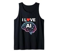 Me Encanta el diseño tecnológico del Cerebro neuronal con IA Camiseta sin Mangas