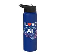 Me encanta el diseño tecnológico del cerebro neuronal con IA Stainless Steel Insulated Water Bottle