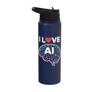 Me encanta el diseño tecnológico del cerebro neuronal con IA Stainless Steel Insulated Water Bottle