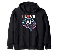 Me Encanta el diseño tecnológico del Cerebro neuronal con IA Sudadera con Capucha