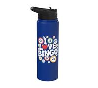 Me encanta el divertido juego de números Bingo Heart Stainless Steel Insulated Water Bottle