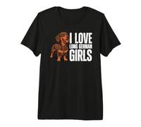 Me Encanta el Divertido Perro Salchicha de Long German Girls Camiseta Premium