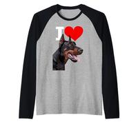 Me Encanta el Doberman Dog Pinscher, Amante de los Perros Camiseta Manga Raglan