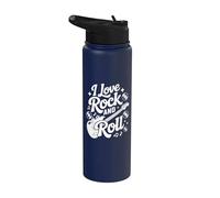 Me encanta el entusiasta de la guitarra rock and roll Stainless Steel Insulated Water Bottle