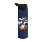Me encanta el entusiasta de la música rock and roll Stainless Steel Insulated Water Bottle