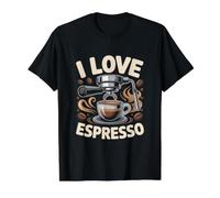 Me Encanta el Entusiasta de Las Tazas de café Espresso Camiseta gráfica económica, Hombre, Negro, S