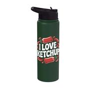 Me encanta el entusiasta del arte de la botella de ketchup Stainless Steel Insulated Water Bottle