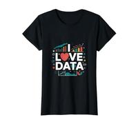 Me Encanta el Entusiasta Visual de análisis de Datos Camiseta gráfica económica, Mujer, Negro, L