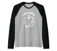 Me Encanta el Espeluznante diseño de Monstruos no Muertos de I Love Zombies Camiseta Manga Raglan