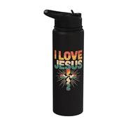 Me encanta el estilo retro vintage de la cruz de Jesús Stainless Steel Insulated Water Bottle