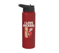 Me encanta el humor de Peckers Woodpecker Bird Observando Pájaros Stainless Steel Insulated Water Bottle