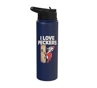 Me encanta el humor de Peckers Woodpecker Bird Observando Pájaros Stainless Steel Insulated Water Bottle