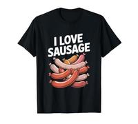Me Encanta el Humor Entusiasta de la Carne de Salchicha Camiseta gráfica económica, Hombre, Negro, XL