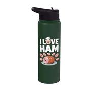 Me encanta el humor gastronómico de dibujos animados de Ham Pig Chef Stainless Steel Insulated Water Bottle
