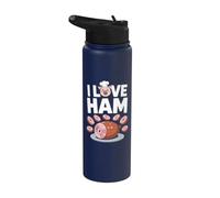 Me encanta el humor gastronómico de dibujos animados de Ham Pig Chef Stainless Steel Insulated Water Bottle