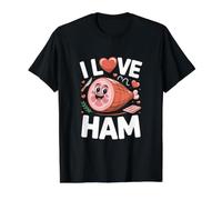 Me Encanta el jamón, Lindo y Adorable Arte de Carne Camiseta gráfica económica, Hombre, Negro, XL