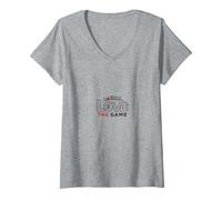 Me Encanta el Juego: Deportes Pasión Multideporte Camiseta Cuello V, Mujer, Gris Jaspeado, S