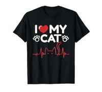 Me encanta el latido de mi gato, amante de los gatos, silueta de animal, lindo gato Camiseta