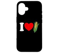 Me Encanta el maíz Corazón Rojo Divertido Amante del maíz Me Encanta el maíz Carcasa para iPhone 16