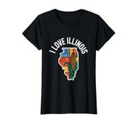 Me Encanta el maíz y el Paisaje Urbano de Illinois Camiseta gráfica económica, Mujer, Negro, M