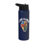 Me encanta el maíz y el paisaje urbano de Illinois Stainless Steel Insulated Water Bottle