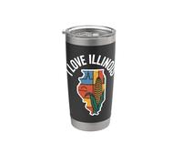 Me encanta el maíz y el paisaje urbano de Illinois Vaso térmico de acero inoxidable de doble pared