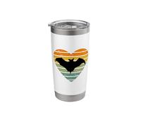 Me encanta el murciélago volador fanático del murciélago retro Vaso térmico de acero inoxidable de doble pared