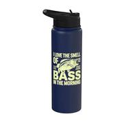 Me encanta el olor de la lubina en la mañana Pesca de lubina Stainless Steel Insulated Water Bottle
