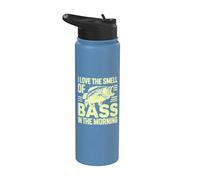 Me encanta el olor de la lubina en la mañana Pesca de lubina Stainless Steel Insulated Water Bottle