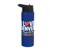 Me encanta el orgullo de Denver City Skyline Mountains Stainless Steel Insulated Water Bottle