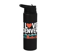 Me encanta el orgullo de Denver City Skyline Mountains Stainless Steel Insulated Water Bottle