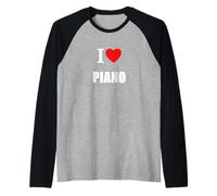 Me Encanta el Piano para pianistas, músicos, Estudiantes o Profesores Camiseta Manga Raglan