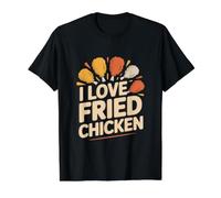 Me Encanta el Pollo Frito para los Amantes de la Comida Camiseta gráfica económica, Hombre, Negro, M